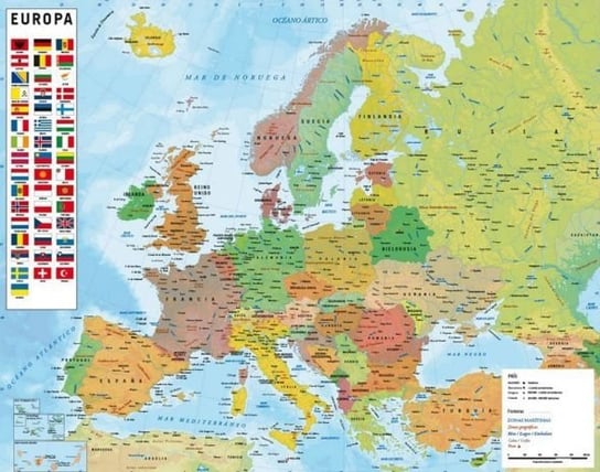 Plakat Mapa Europy Flagi 50X40Cm /0163 Grupoerik