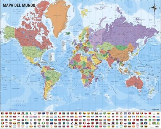 Plakat Mapa Świata Flagi 50X40Cm /0241 Grupoerik