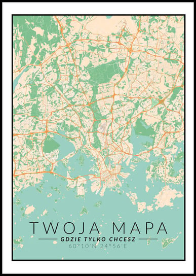 Plakat, Mapa Twojego miasta kolorowa, 20x30 cm reinders