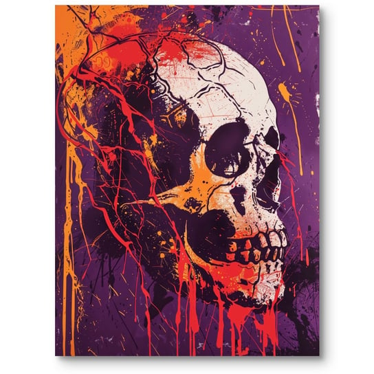 Plakat martwa natura vanitas czaszka do salonu fioletowo-czerwony 50x70 cm MieszkoMieszko