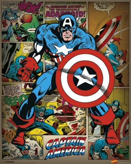 Plakat, Marvel Comics Captain America (Retro), 40x50 cm Marvel