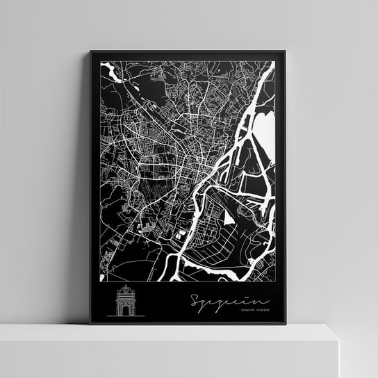 Plakat Miasto - Szczecin 40x50 cm (czarne tło) Peszkowski Graphic