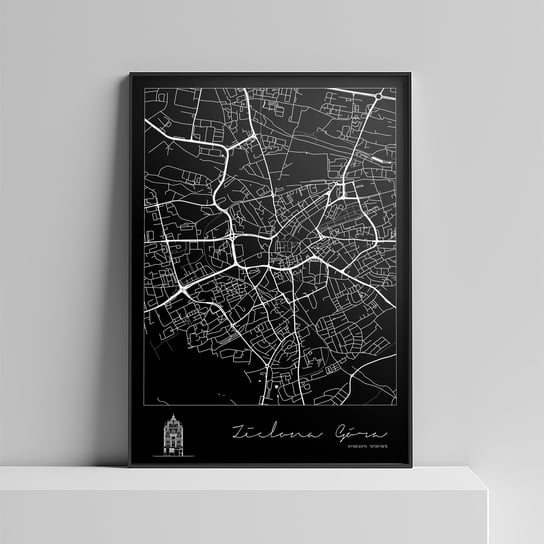 Plakat Miasto - Zielona Góra 40x50 cm (czarne tło) Peszkowski Graphic