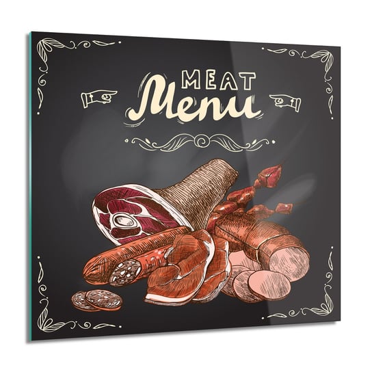 Plakat mięso menu obraz na szkle ścienny, 60x60 cm ArtPrintCave