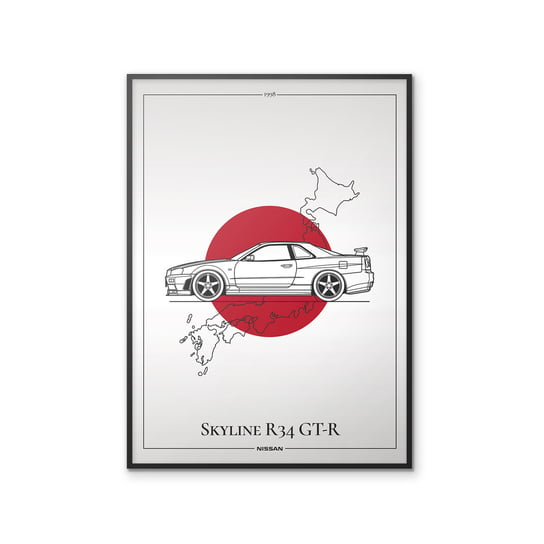 Plakat Motoryzacja Nissan Skyline GT-R 50x70 cm Peszkowski Graphic
