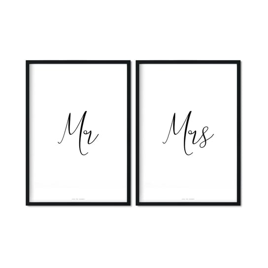 Plakat Mr & Mrs (III), biało-czarny, 40x50 cm Love The Journey
