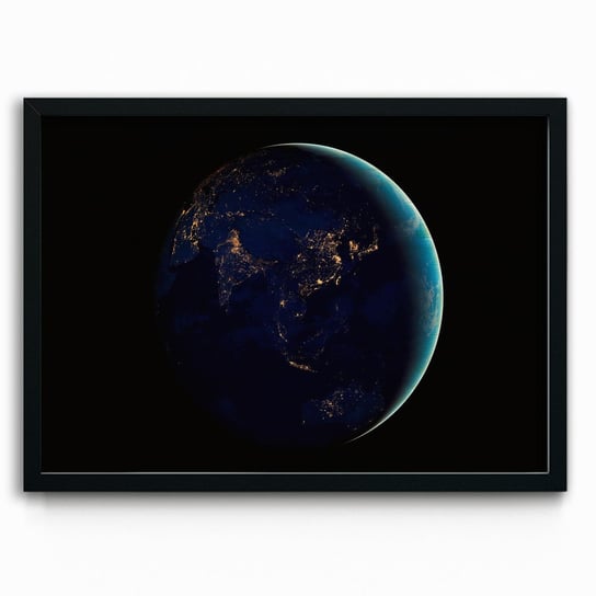 Plakat na drewnie Asia and Australia at night Original from NASA horisontal 30x40 Czarna ramka / IkkunaShop IkkunaShop