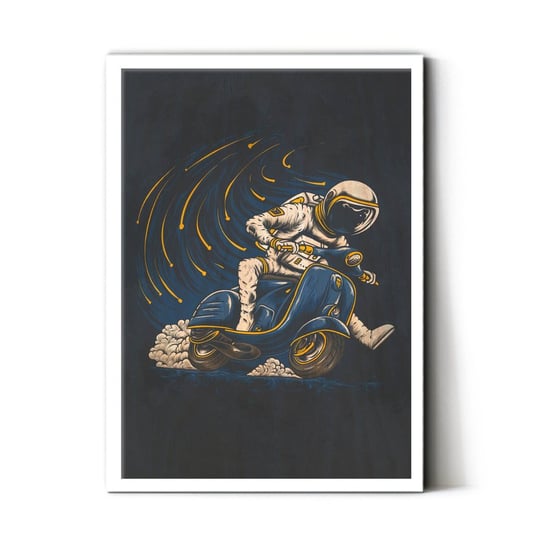 Plakat na drewnie Astronaut riding vespa 20x30 Biala ramka / IkkunaShop IkkunaShop