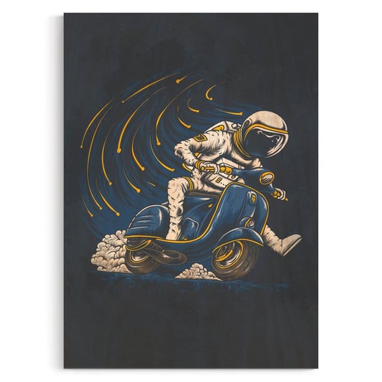 Plakat na drewnie Astronaut riding vespa 20x30 / IkkunaShop IkkunaShop