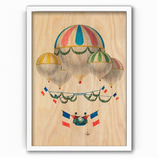 Plakat na drewnie Balloons by Leon Benett 40x60 Biala ramka / IkkunaShop IkkunaShop