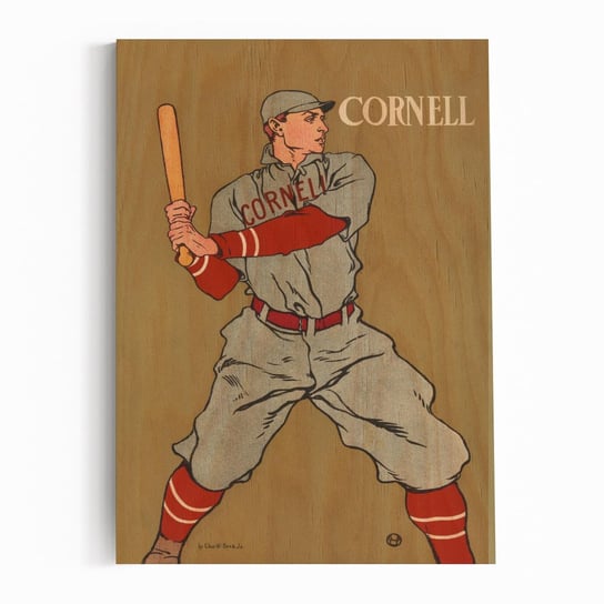 Plakat na drewnie Baseball player by Edward Penfield 30x40 / IkkunaShop IkkunaShop