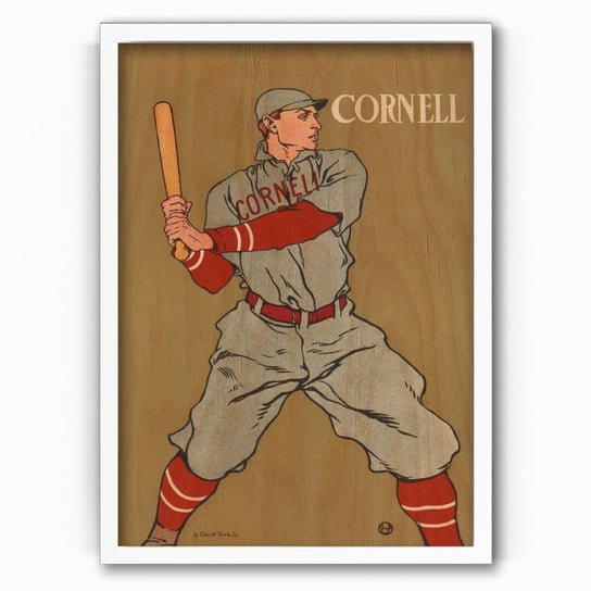 Plakat na drewnie Baseball player by Edward Penfield 40x60 Biala ramka / IkkunaShop IkkunaShop
