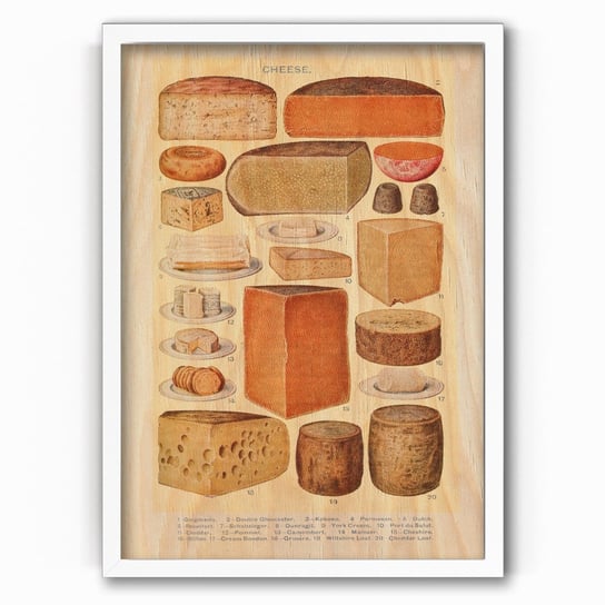 Plakat na drewnie Cheese series 1923 40x60 Biala ramka / IkkunaShop IkkunaShop