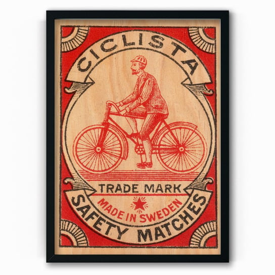 Plakat na drewnie Ciclista Safety Matches 30x40 Czarna ramka / IkkunaShop IkkunaShop