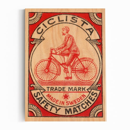 Plakat na drewnie Ciclista Safety Matches 30x40 / IkkunaShop IkkunaShop