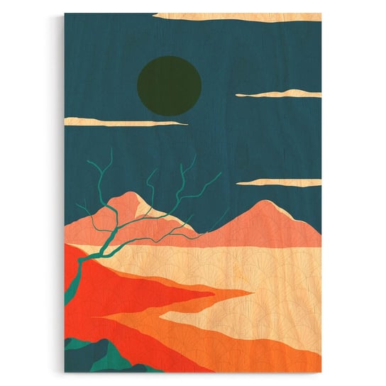 Plakat na drewnie Dark sun over the mountains 40x60 / IkkunaShop IkkunaShop