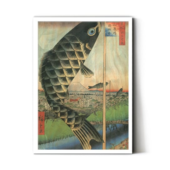 Plakat na drewnie Fish Utagawa Hiroshige 40x60 Biala ramka / IkkunaShop IkkunaShop