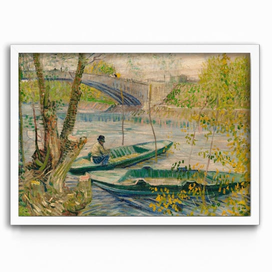 Plakat na drewnie Fishing in Spring by Vincent Van Gogh 1887 20x30 Biala ramka / IkkunaShop IkkunaShop