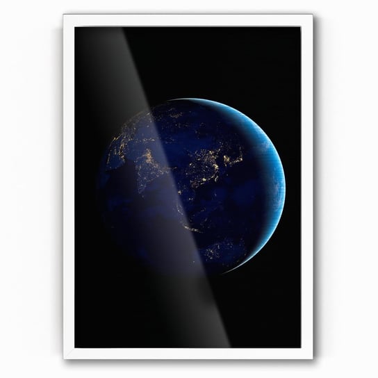Plakat na metalu Asia and Australia at night Original from NASA vertical 40x60 Biala ramka / IkkunaShop IkkunaShop