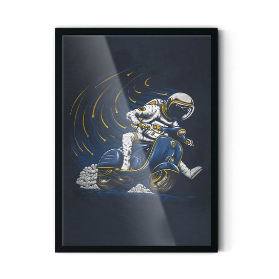 Plakat na metalu Astronaut riding vespa 20x30 Czarna ramka / IkkunaShop IkkunaShop