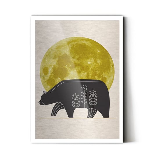 Plakat na metalu Bear and Moon 20x30 Biala ramka / IkkunaShop IkkunaShop