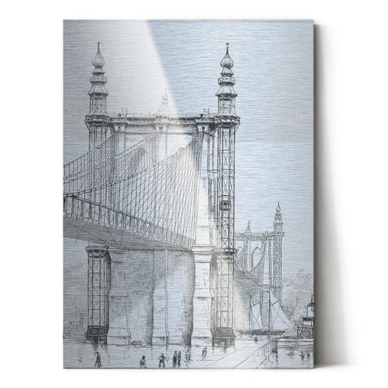 Plakat na metalu Brooklyn Bridge towers 1886 by Frank Leslie 20x30 / IkkunaShop IkkunaShop