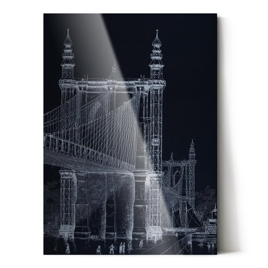 Plakat na metalu Brooklyn Bridge towers 1886 by Frank Leslie BW 20x30 / IkkunaShop IkkunaShop
