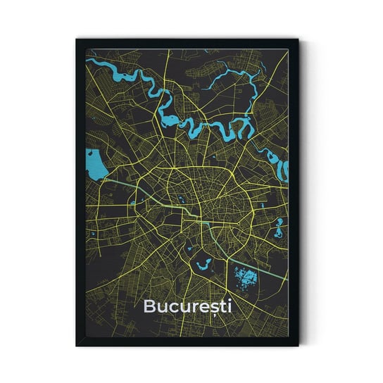 Plakat na metalu Bucuresti 40x60 Czarna ramka / IkkunaShop IkkunaShop