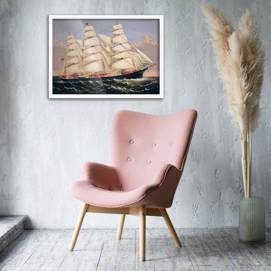 Plakat na metalu Clipper Ship Three Brothers 30x40 Biala ramka / IkkunaShop IkkunaShop