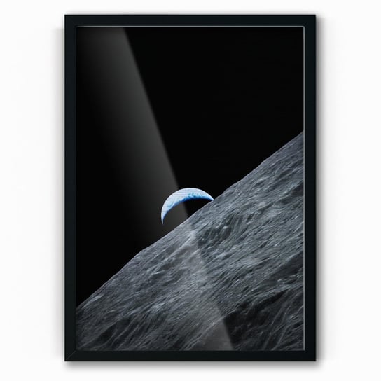 Plakat na metalu Crescent Earth rises above the lunar horizon taken during the Apollo 17 mission Original from NASA vertical 30x40 Czarna ramka / IkkunaShop IkkunaShop