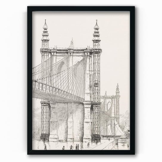 Plakat na papierze Brooklyn Bridge towers 1886 by Frank Leslie 30x40 Czarna ramka / IkkunaShop IkkunaShop