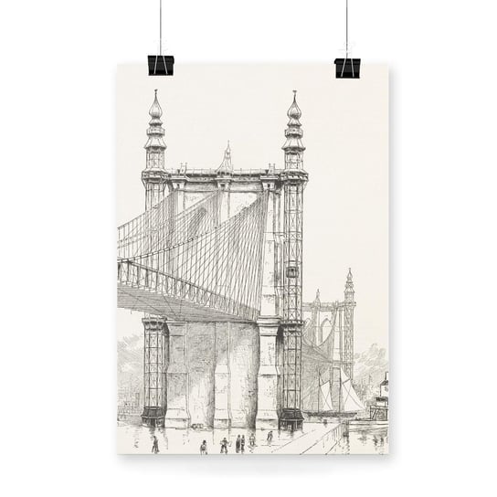 Plakat na papierze Brooklyn Bridge towers 1886 by Frank Leslie 40x60 / IkkunaShop IkkunaShop