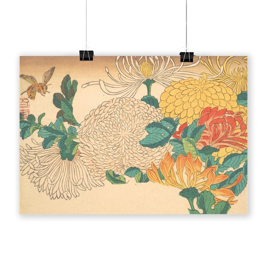 Plakat na papierze Chrysanthemums in Fan-shaped Design Utagawa Hiroshige 30x40 / IkkunaShop IkkunaShop