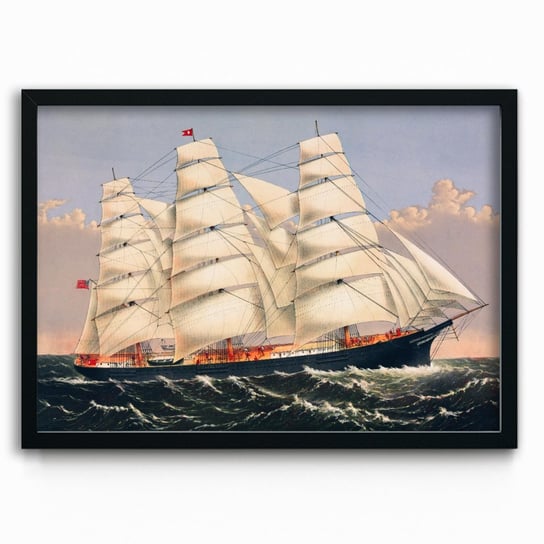 Plakat na papierze Clipper Ship Three Brothers 20x30 Czarna ramka / IkkunaShop IkkunaShop