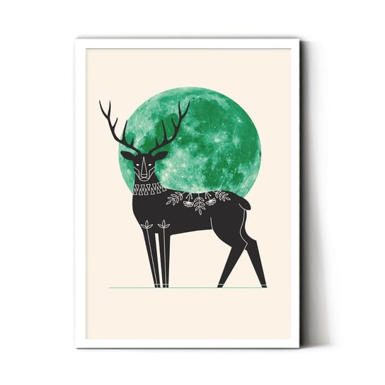 Plakat na papierze Deer and Moon 40x60 Biala ramka / IkkunaShop IkkunaShop