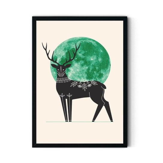 Plakat na papierze Deer and Moon 40x60 Czarna ramka / IkkunaShop IkkunaShop