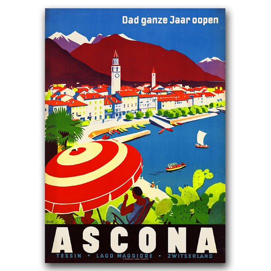 Plakat na płótnie na ścianę Szwajcaria Ascona A1 Vintageposteria