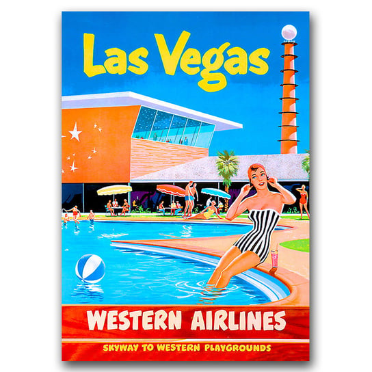Plakat na ścianę Las Vegas Western Airlines A2 Vintageposteria