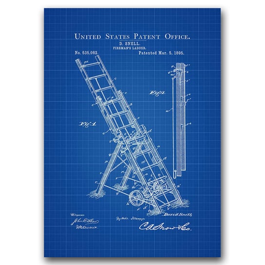 Plakat na ścianę Patent na drabine strażacką A3 Vintageposteria