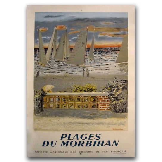 Plakat na ścianę Plaże Morbihan we Francji A1 Vintageposteria