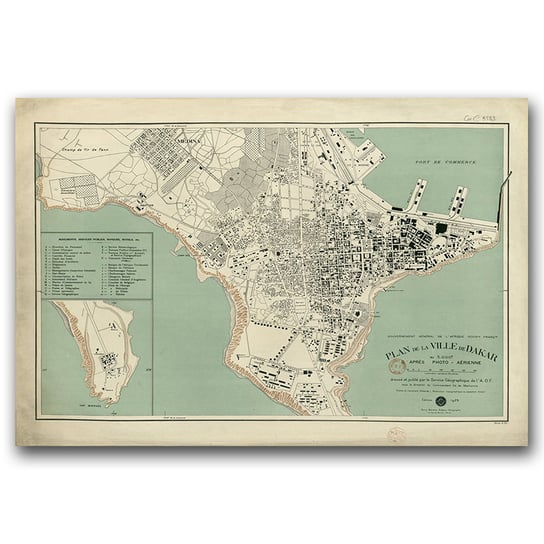 Plakat na ścianę Stara mapa Dakar Senegal A1 85x60 Vintageposteria