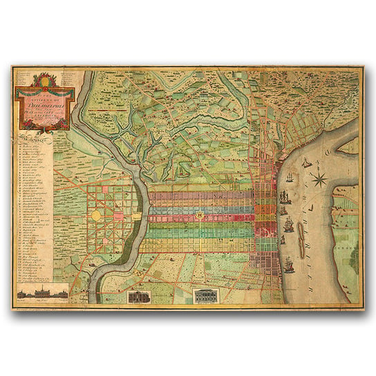 Plakat na ścianę Stara mapa Filadelfii A1 85x60 cm Vintageposteria