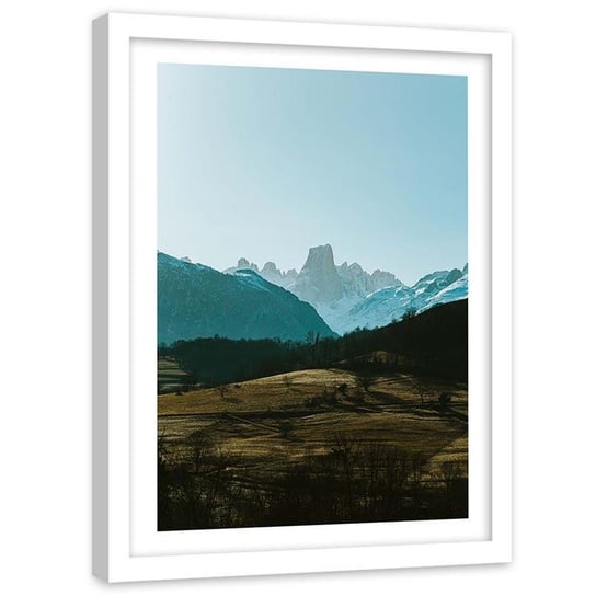 Plakat na ścianę w ramie białej FEEBY Górska polana w słoneczny dzień, 40x60 cm Feeby
