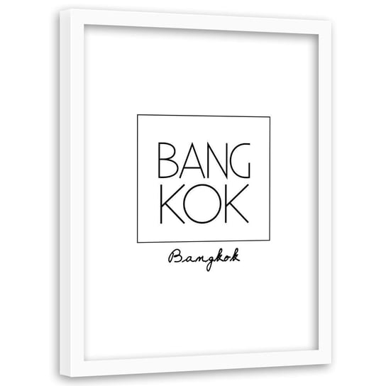 Plakat na ścianę w ramie białej FEEBY Napis Bangkok, 70x100 cm Feeby