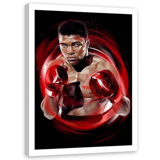Plakat na ścianę w ramie białej FEEBY Portret ikona sportu boks, 50x70 cm Feeby