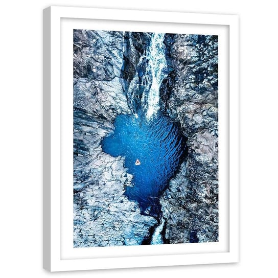 Plakat na ścianę w ramie białej FEEBY Widok z lotu ptaka wodospad, 30x40 cm Feeby