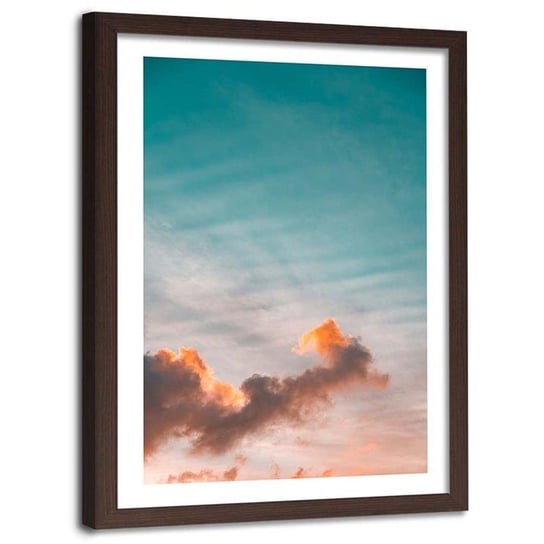 Plakat na ścianę w ramie brązowej FEEBY Chmury na niebie wieczór, 70x100 cm Feeby