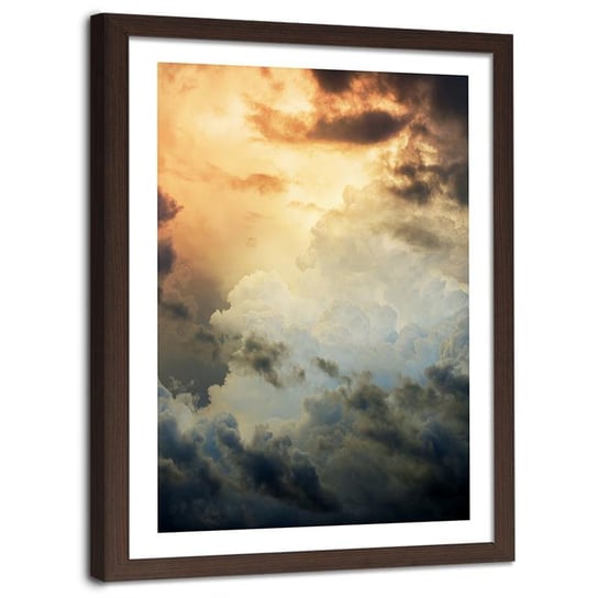 Plakat na ścianę w ramie brązowej FEEBY Gęste chmury widok z powietrza, 20x30 cm Feeby