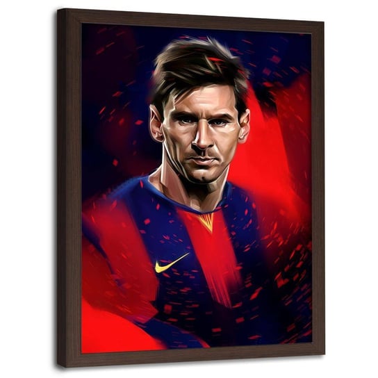 Plakat na ścianę w ramie brązowej FEEBY Ikona futbolu portret, 70x100 cm Feeby