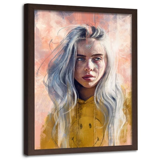 Plakat na ścianę w ramie brązowej FEEBY Piosenkarka portret, 40x60 cm Feeby